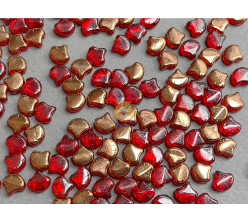 Чешские бусины MATUBO Ginko Ruby Semi Bronze Luster 7,5x7,5 мм/ 10 шт 