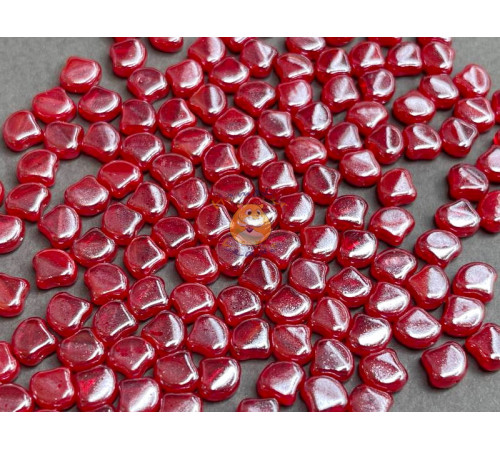 Чешские бусины MATUBO Ginko Red Opal Luster 7,5x7,5 мм/ 10 шт 