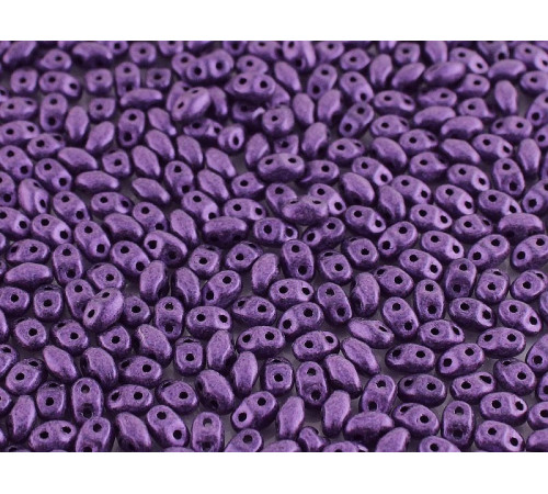 Чешские бусины MATUBO Miniduo Metallic Suede Purple 2-hole 2x4 мм/ 3г 