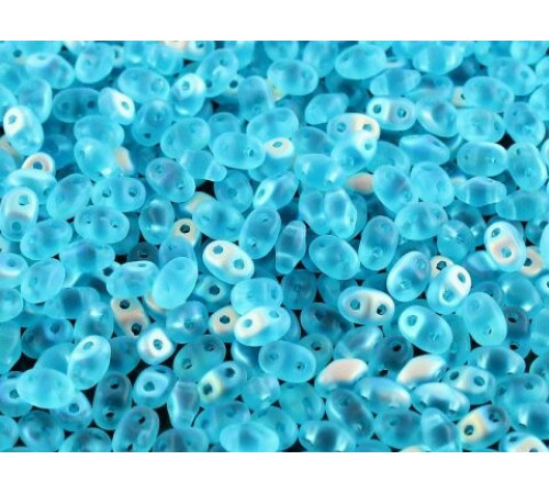 Чешские бусины MATUBO Miniduo Aquamarine AB Matt 2-hole 2x4 мм/ 3г 