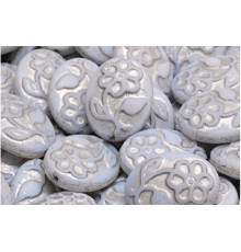 Чешские стеклянные бусины Овалы White Alabaster Silver Fired 21x16mm