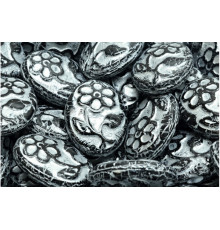Чешские стеклянные бусины Овалы Jet Silver Fired 21x16mm