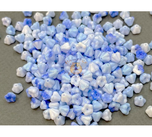 Бусины Колокольчик Opaque White Sapphire Bell Flowers 4x6 мм/ 10 шт