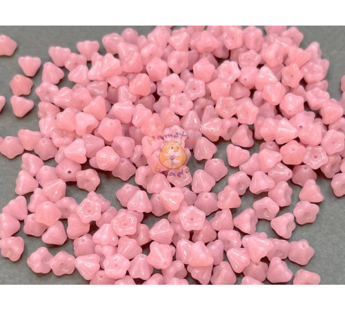 Бусины Колокольчик Pink Opal Bell Flowers 4x6 мм/ 10 шт