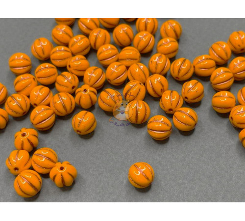 Чешские бусины Дыня Opaque Orange Capri Painted 8 мм/ (1 шт)