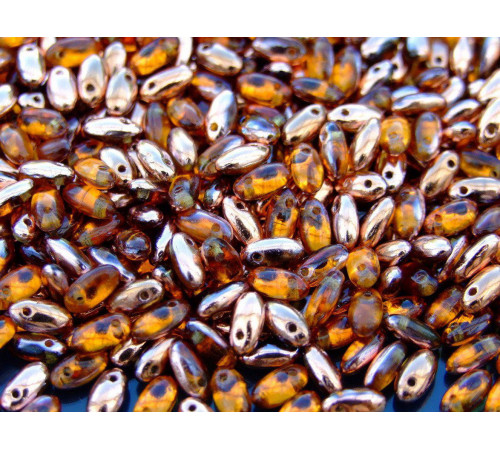 Бусины Рис Smoke Topaz Capri Gold Rizo Glass beads 2,5 x 6 mm 