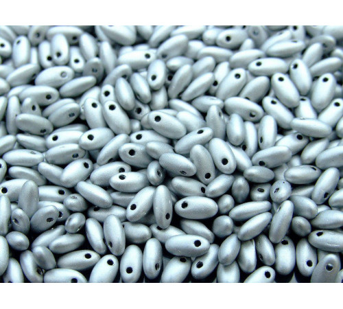 Чешские бусины Рис Aluminium Silver Rizo Glass beads 2,5 x 6 mm 
