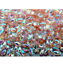 Чешские бусины Рис Rosaline AB Rizo Glass beads 2,5 x 6 mm 