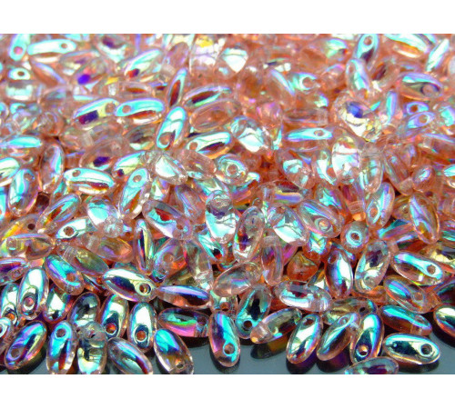 Чешские бусины Рис Rosaline AB Rizo Glass beads 2,5 x 6 mm 