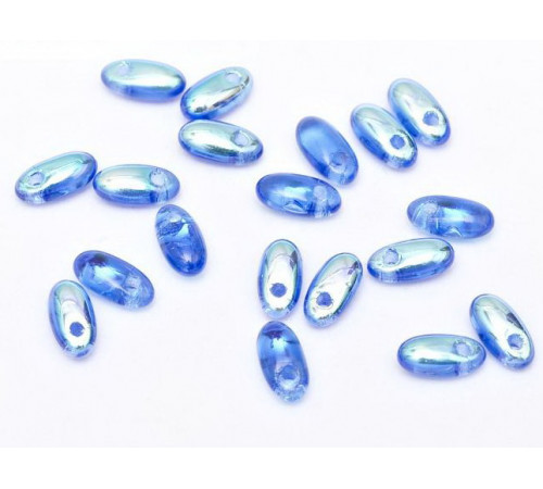 Чешские бусины Рис Sapphire AB Rizo Glass beads 2,5 x 6 mm 