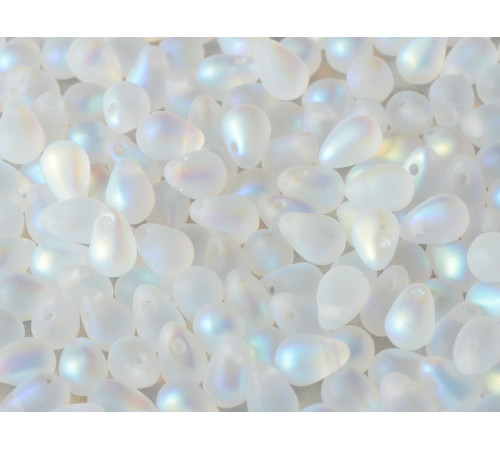 Чешские бусины Капли Crystal Full AB Matted 4x6 mm / (20 шт)