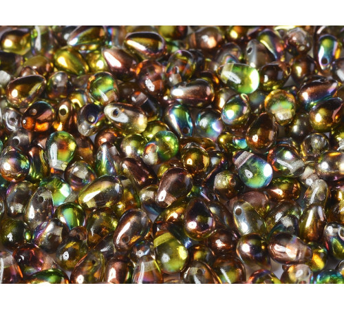 Чешские бусины Капли Crystal Magic Green 4x6 mm / (20 шт)