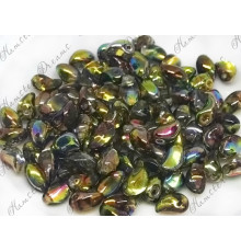 Чешские бусины Лепестки тюльпана Crystal Magic Green Tulip Petals Glass beads 4 x 6 mm 