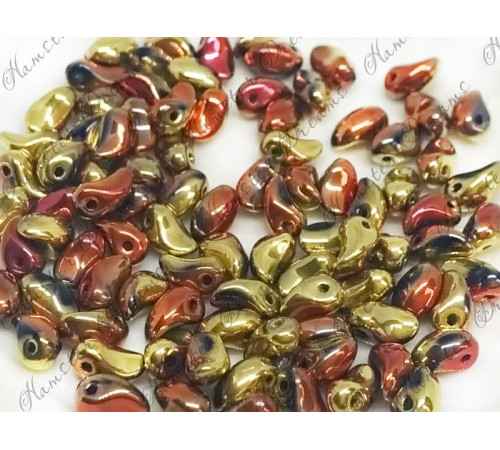 Чешские бусины Лепестки тюльпана Jet California Gold Rush Tulip Petals Glass beads 4 x 6 mm 