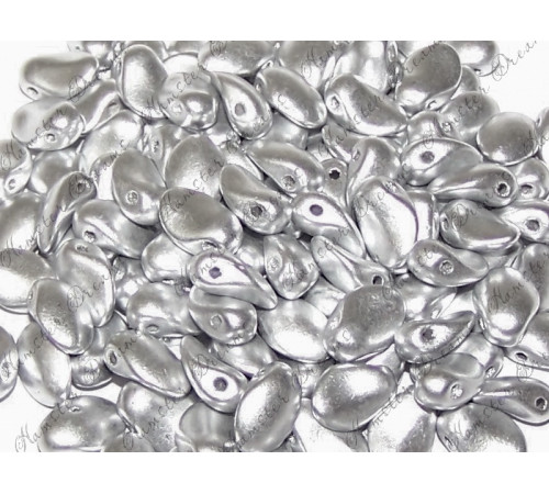 Чешские бусины Лепестки тюльпана  Aluminium Silver Tulip Petals Glass beads 6 x 8 mm 