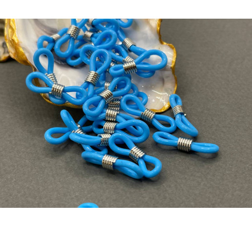 Коннекторы для очков Голубой, серебро, 6х20 мм / 2 шт