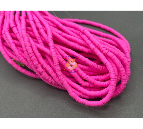 Каучуковые бусины "Диск" Bright Pink ~4 мм/ 1 нить