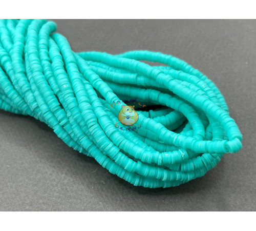 Каучуковые бусины "Диск" Turquoise Green ~4 мм/ 1 нить