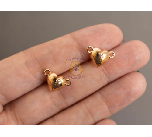 Магнитный замок "Сердце" Gold 18К / 1 шт