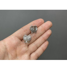 Замок Ажурный на две нити Платина 15.4mm*13.8mm/1 шт
