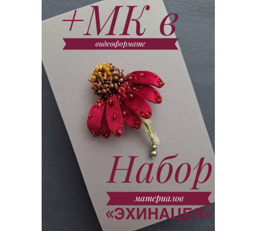 Мастер класс + набор материалов для мастер-класса брошь "Эхинацея" 