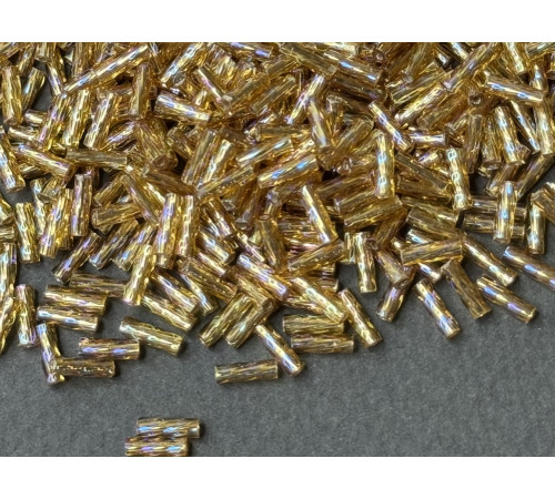 Витой стеклярус Matsuno Crystal Gold Line AB 6 мм / 5 г
