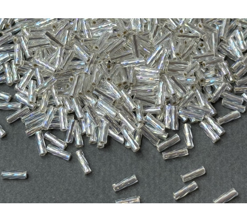 Витой стеклярус Matsuno Crystal Silver Line AB 6 мм / 5 г