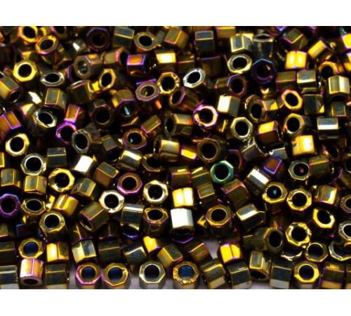 Бисер MIYUKI Delica 11/0 #DBC0029 - Hexcut Metallic Golden Olive Iris