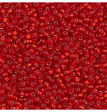 Бисер MIYUKI круглый 15/0 #0010F - Matte Silver Lined Flame Red