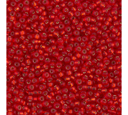 Бисер MIYUKI круглый 15/0 #0010F - Matte Silver Lined Flame Red