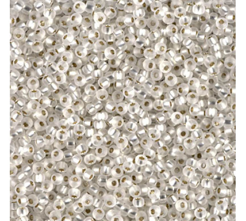 Бисер MIYUKI круглый 15/0 #0001F - Matted Silver Lined Crystal
