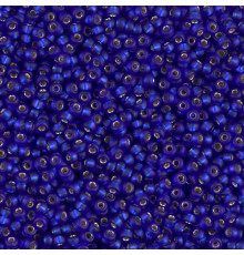 Бисер MIYUKI круглый 15/0 #0020F - Matted Silver Lined Cobalt
