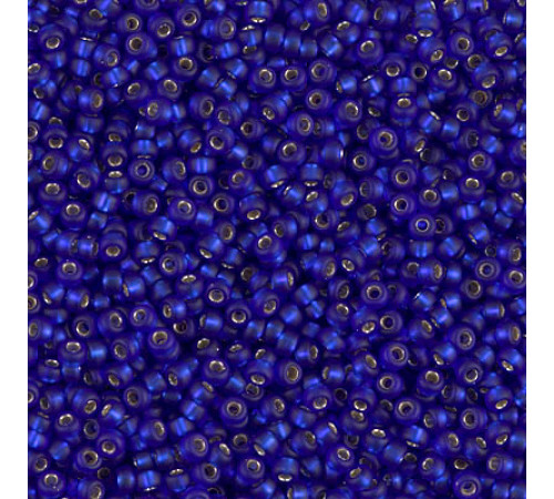 Бисер MIYUKI круглый 15/0 #0020F - Matted Silver Lined Cobalt