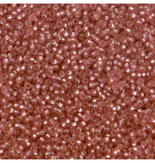 Бисер MIYUKI круглый 15/0 #1627- Dyed Semi- Frosted Silver Lined Lt.Cranberry