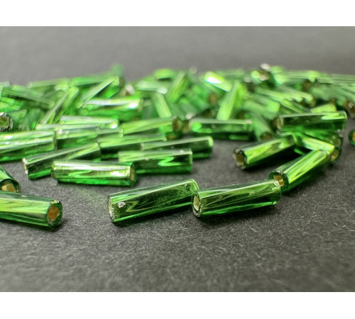 Витой стеклярус Miyuki Green Silver Lined TW-6-0016 2х6 мм