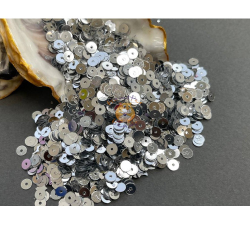 Пайетки Серебро P301 Metal плоские 3 мм (3 г)