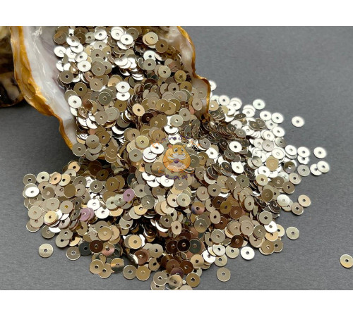Пайетки Светлое золото P303 Metal плоские 3 мм (3 г)