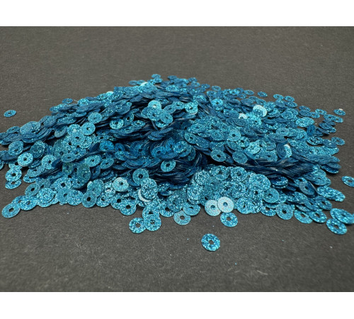 Пайетки Лазурно-голубой Glitter плоские 4 мм (3 г)
