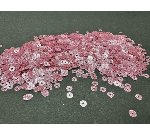 Пайетки Розовые Glitter плоские 4 мм (3 г)