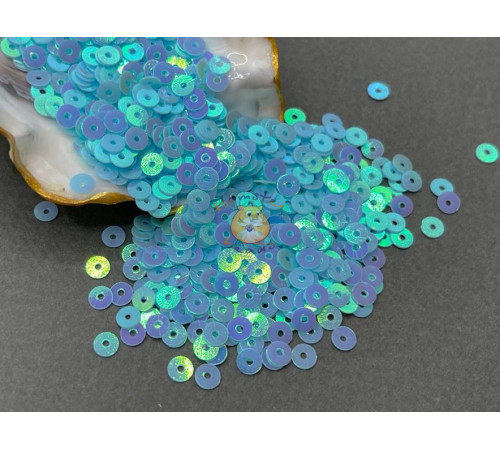 Пайетки Opaque Light Blue AB  АВ.27 плоские / 4 мм