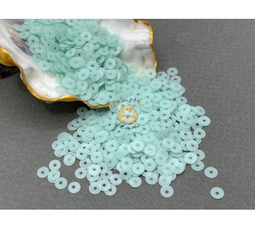 Пайетки Transparent Mint Green Matt T.42 плоские / 4 мм