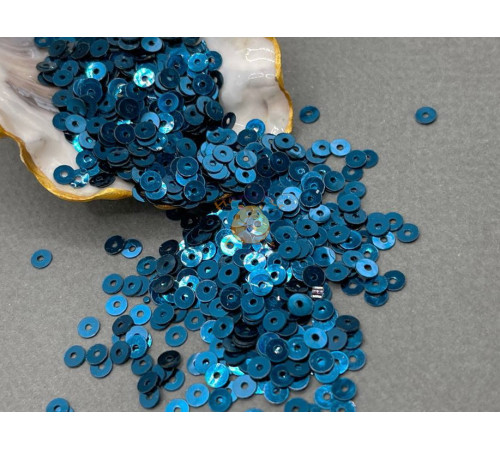 Пайетки Sea Blue Metal M.45 плоские / 4 мм