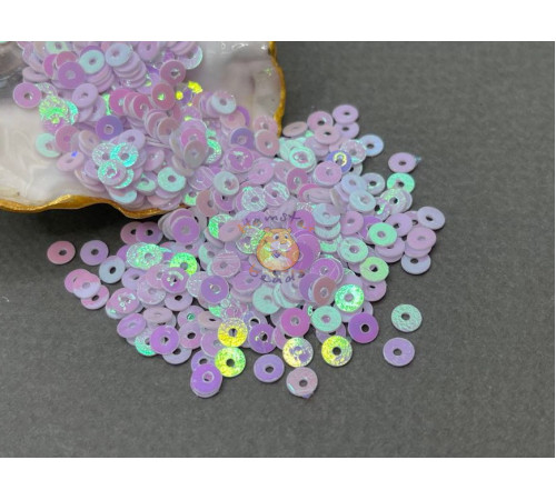 Пайетки Off White Pink Rainbow O.46 плоские/ 4 мм
