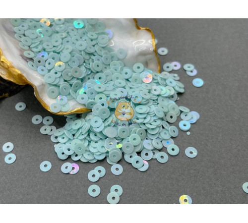 Пайетки Opaque Teal Green AB O.50 плоские / 4 мм