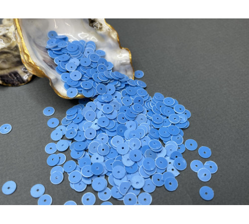Пайетки Opaque Sky Blue White Line O.89 плоские/ 6 мм