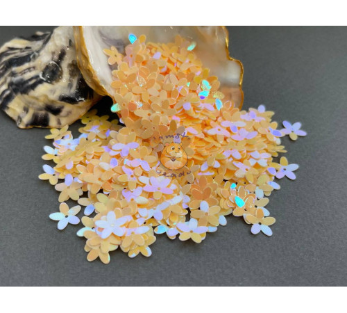 Пайетки Цветочки Opaque Light Orange Blue Luster 10 мм (3 г) Китай