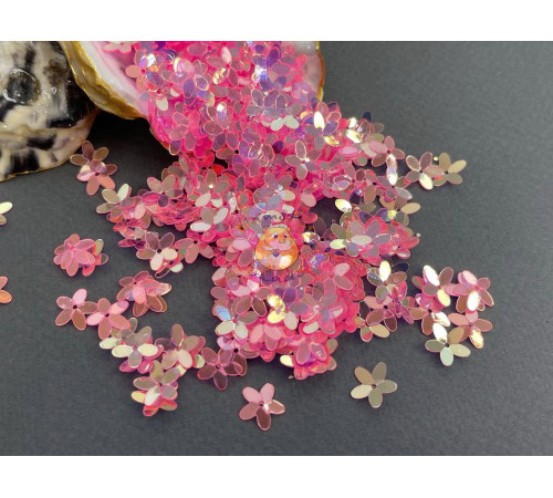 Пайетки Цветочки Pink Yellow Luster 10 мм (3 г) Китай
