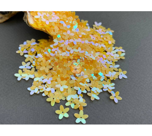 Пайетки Цветочки Opaque Yellow AB 10 мм (3 г) Китай