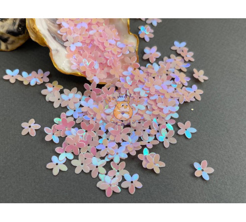Пайетки Цветочки Light Rose AB 10 мм (3 г) Китай
