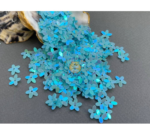Пайетки Цветочки Opaque Light Blue AB 10 мм (3 г) Китай